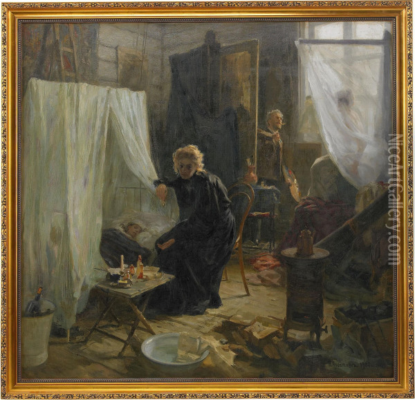 The Quarrel Oil Painting - Nikolaj Alekseevich Kasatkin