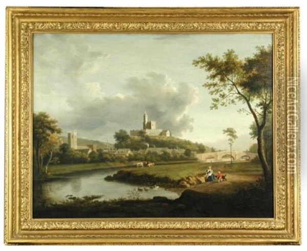 A View Of Hornby Castle In The Lune Valley In Lancashire Oil Painting - Anthony Devis