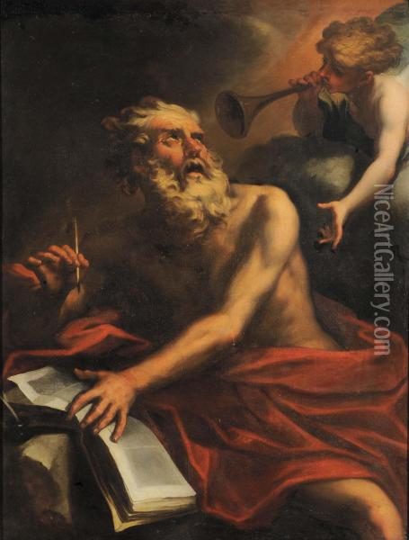 San Matteo Evangelista Oil Painting - Giovanni Raffaelo Badaracco