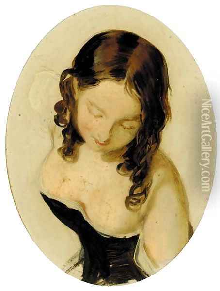 A young girl, a sketch Oil Painting - John Phillip