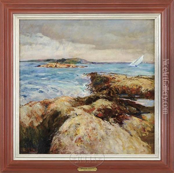 Thesheepscot River, Maine, Green Island Looking To The North Oil Painting - Philip Little