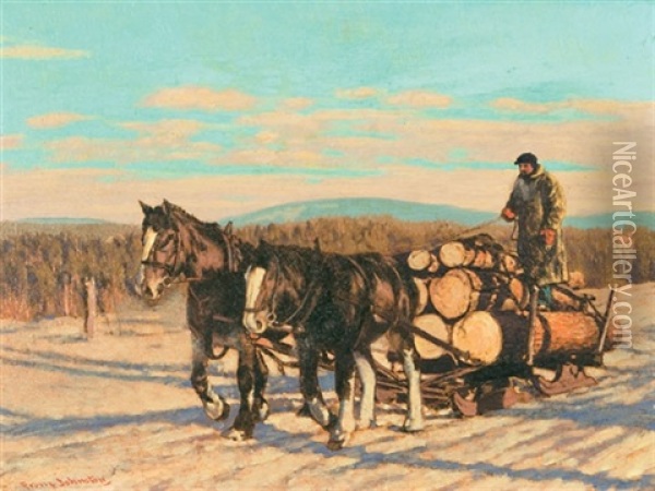 Winter Morning, Quebec Oil Painting - Francis Hans Johnston
