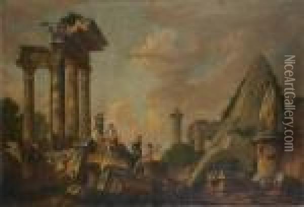Predication D'un Apotre Dans Des Ruines Antiques Oil Painting - Giovanni Niccolo Servandoni