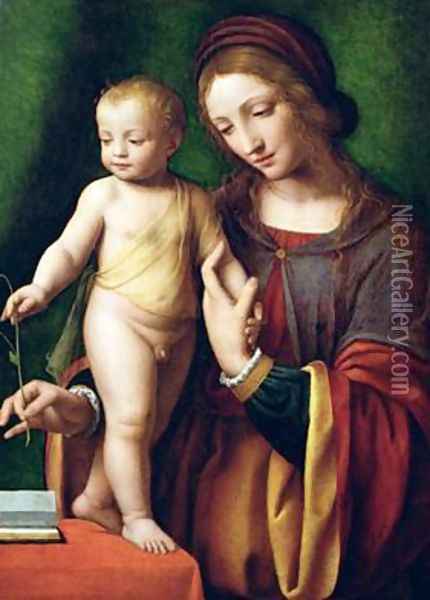 The Virgin and Child with a Columbine 3 Oil Painting - Bernardino Luini