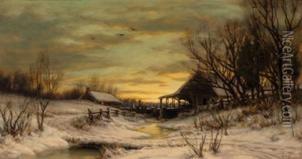 Old Saw Mill Oil Painting - William C. Bauer