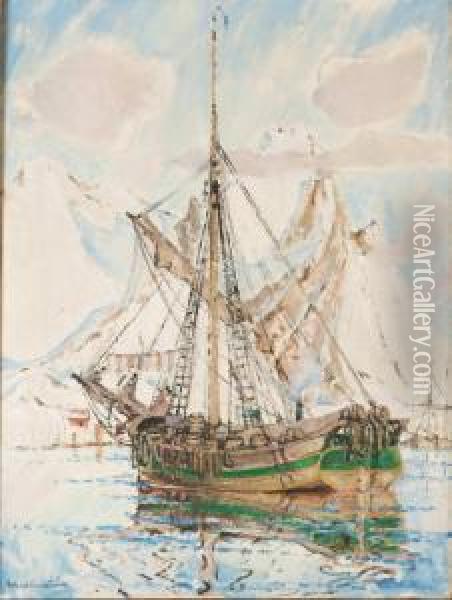 Skepp I Lofoten Oil Painting - Rikard Lindstrom