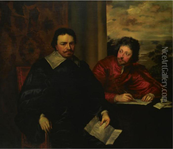 Thomas Wentworth, 1st Earl Of Strafford (1593-1641), With Sirphilip Mainwaring Oil Painting - Sir Anthony Van Dyck