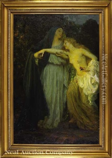 Two Women Oil Painting - Louis Loeb