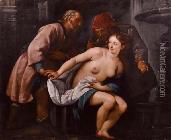 Susanna E I Vecchioni Oil Painting - Giuseppe Nuvolone