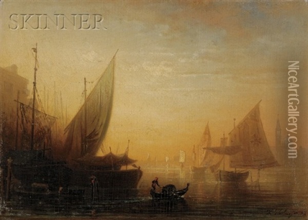 View Of Venice At Sundown Oil Painting - Karl Heilmayer