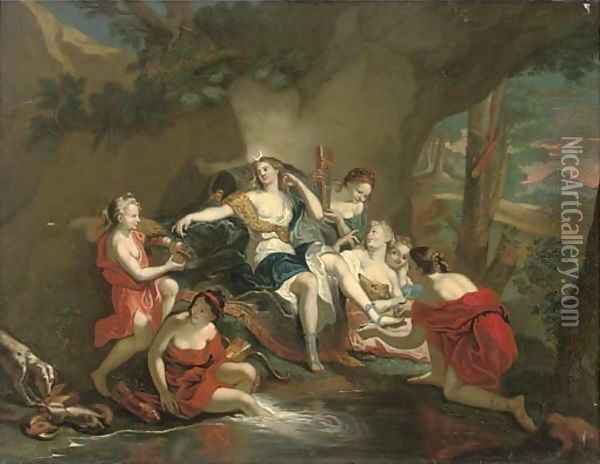 Diana and her Nymphs Oil Painting - Sebastien Leclerc, Called Leclerc Des Gobelins