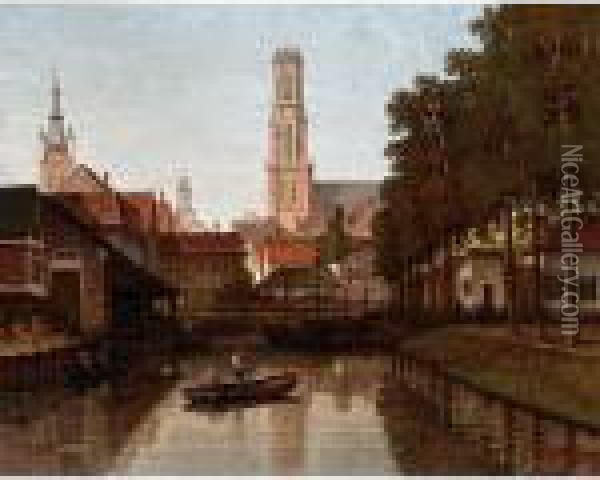 A View Of Bruges Oil Painting - Francois Stroobant