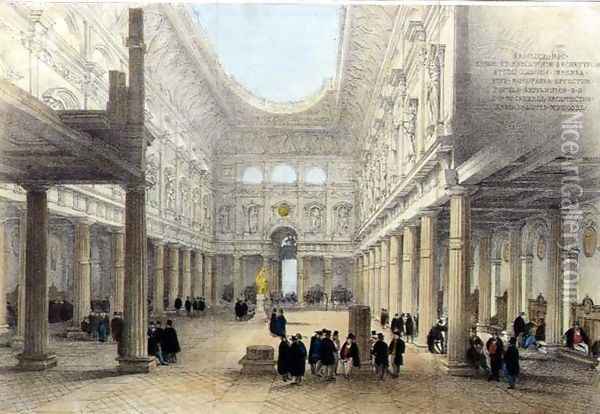 Design for the Royal Exchange-interior, looking west, 1840 Oil Painting - Charles Robert Cockerell