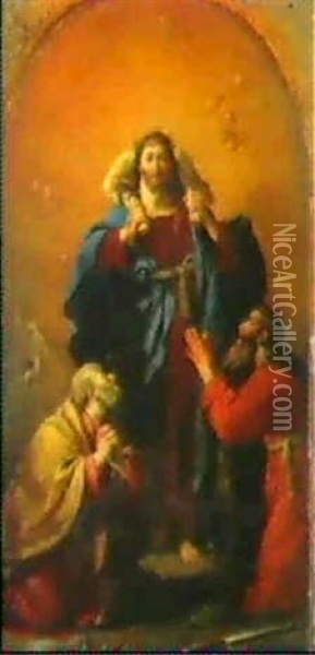 Le Christ Et Bon Pasteur Entre                              Saint Pierre Et Saint Paul Oil Painting - Bartholomeus Breenbergh