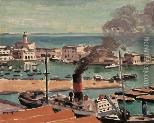 Fumees Dans Le Port Oil Painting - Albert Marquet