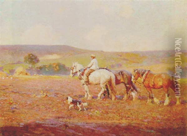 Returning From The Fields Oil Painting - Frederick Hall
