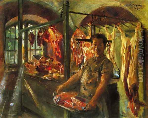 Butcher's Shop at Schaftlarn an der Isar Oil Painting - Lovis (Franz Heinrich Louis) Corinth