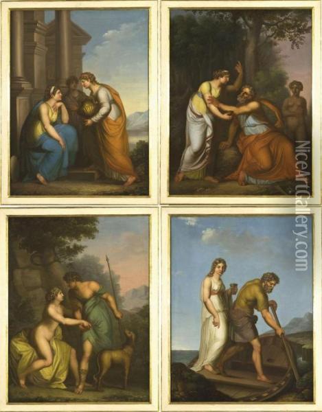 Quattro Scene Mitologiche Oil Painting - Angelica Kauffmann