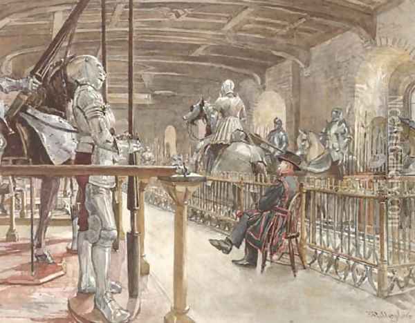 In the chamber of the White Tower, Tower of London Oil Painting - John Fulleylove
