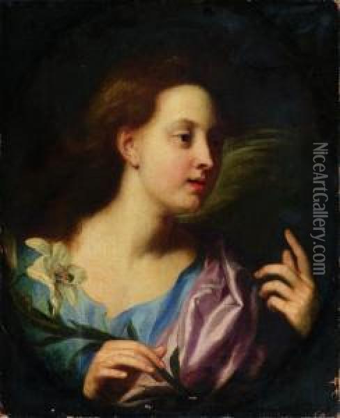 L'ange De L'annonciation, Dans Un Ovale Mis Au Rectangle Oil Painting - Louis de, the Younger Boulogne