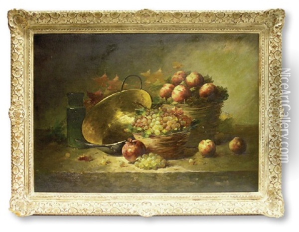 Still Life With Peaches Oil Painting - Maurice Louis Monnot