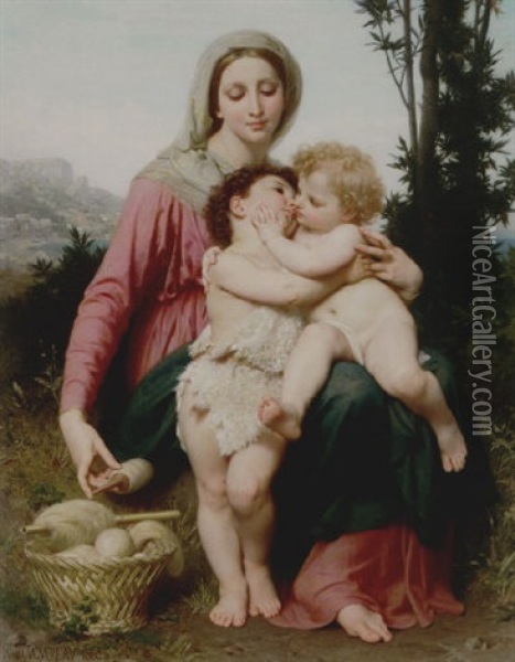 Madonna With The Christ Child And Saint John The Baptist Oil Painting - William-Adolphe Bouguereau
