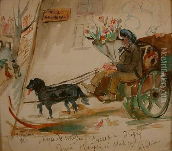 Z Powinszowaniem Imienin, 1921 R. Oil Painting - Tadeusz Makowski