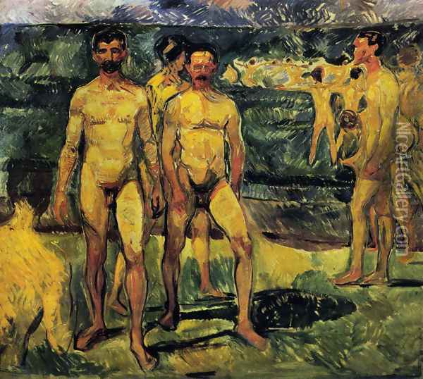 Bathing Men. Oil Painting - Edvard Munch