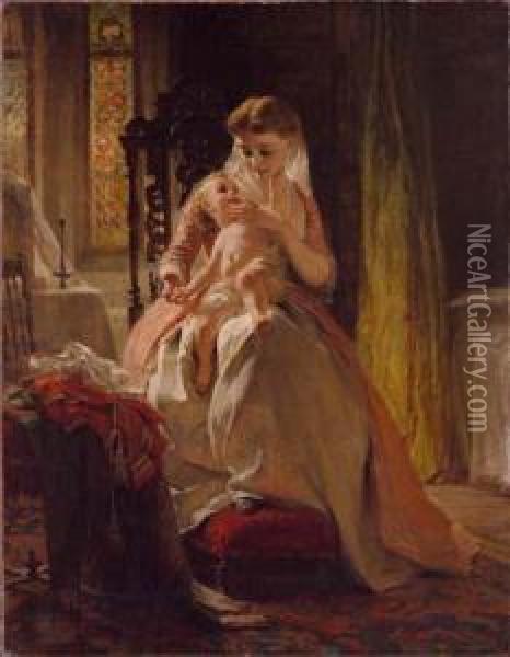Maternita Oil Painting - George Elgar Hicks