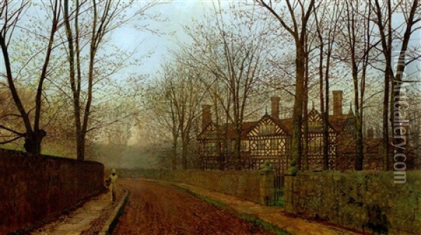 An Autumn Morning Oil Painting - John Atkinson Grimshaw