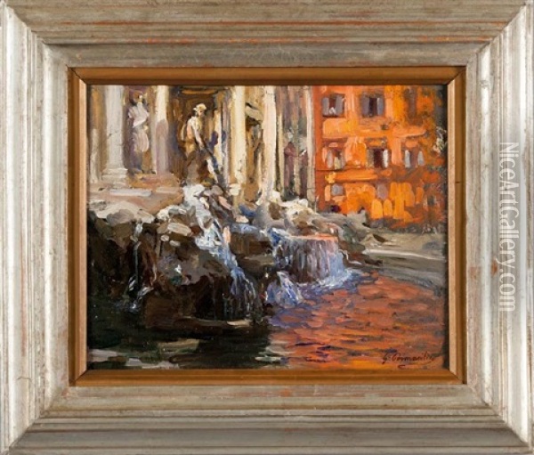La Fontana Di Trevi Oil Painting - Giuseppe Pennasilico