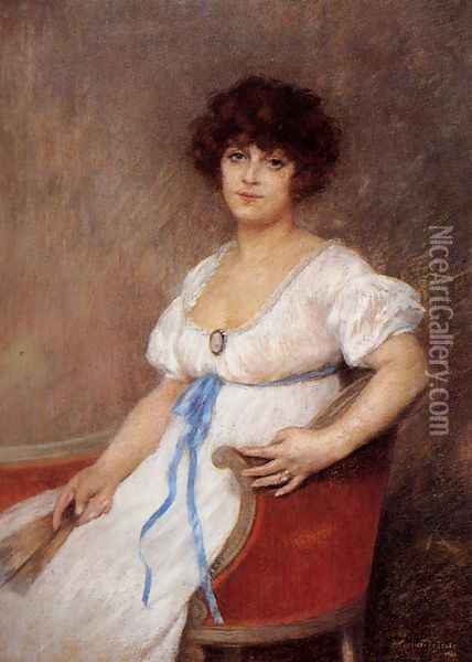 Portrait Of A Seated Lady Oil Painting - Pierre Carrier-Belleuse