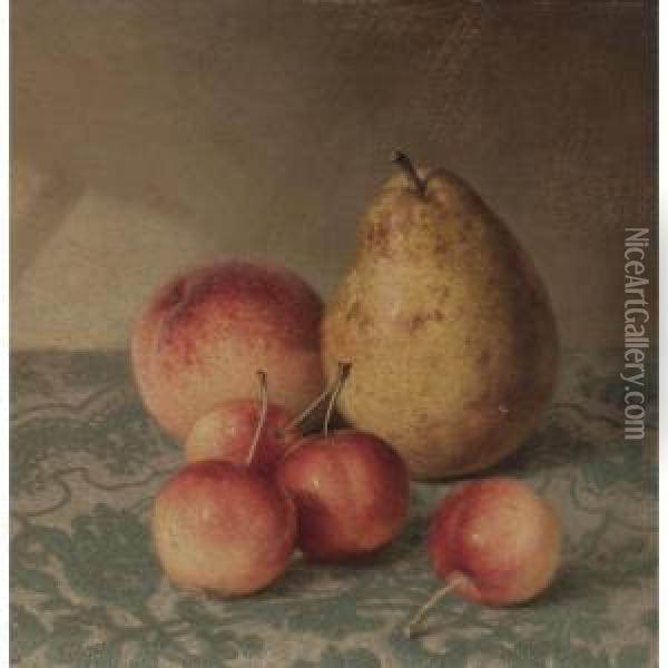 Pear, Peach And Cherries Oil Painting - Robert Spear Dunning