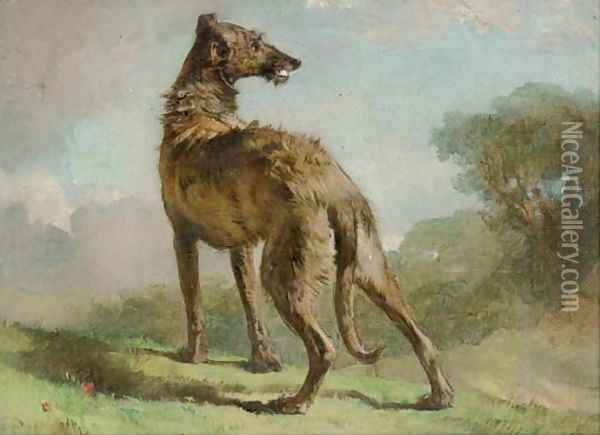 A lurcher in a landscape Oil Painting - Richard Ansdell