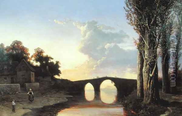 River and Bridge in the South of France Oil Painting - Josephine Bowes
