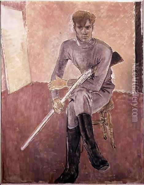 Man with a Gun Oil Painting - Glyn Warren Philpot