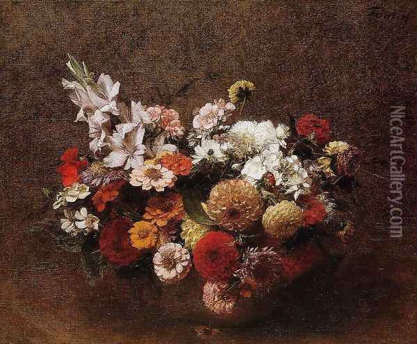 Bouquet of Flowers II Oil Painting - Ignace Henri Jean Fantin-Latour