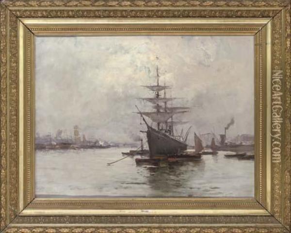 Ships In The Port Oil Painting - Eugene Boudin