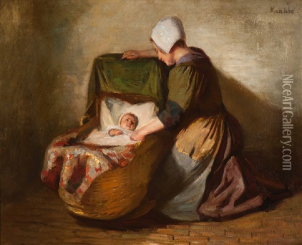 The Lullaby Oil Painting - Hendrik Maarten Krabbe