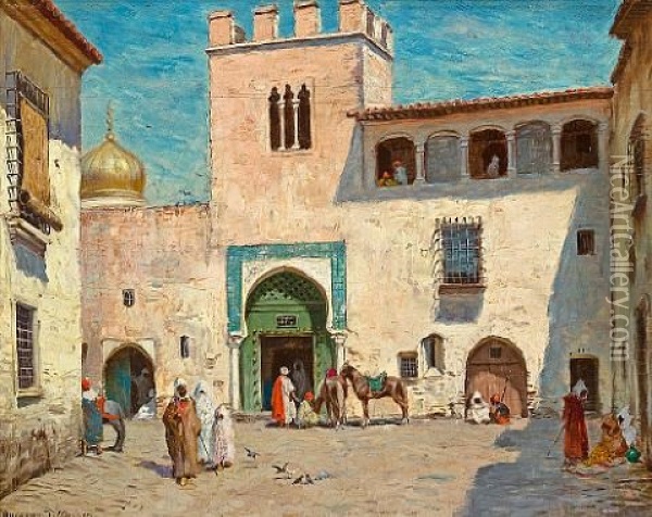 The Messenger (+ The Palace Of Basha; Pair) Oil Painting - Addison Thomas Millar