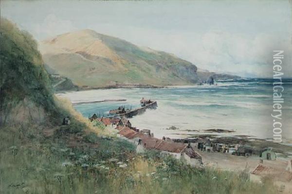 Windy Day At Eyemouth Oil Painting - Thomas Swift Hutton