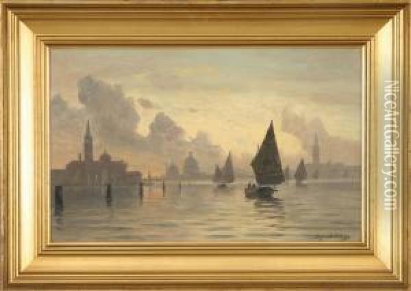 A Scenery From Venice Oil Painting - Alfred Theodor Olsen