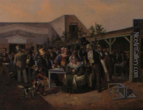 Bayerische Bierkellerei In Berlin Oil Painting - Jacob Munk