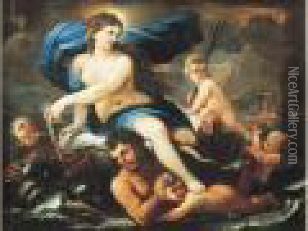 Le Triomphe De Tethis Oil Painting - Luca Giordano