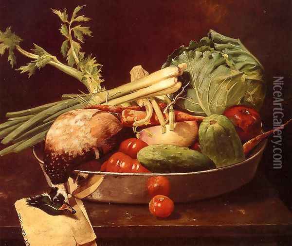 Still Life with Vegetables Oil Painting - William Merritt Chase