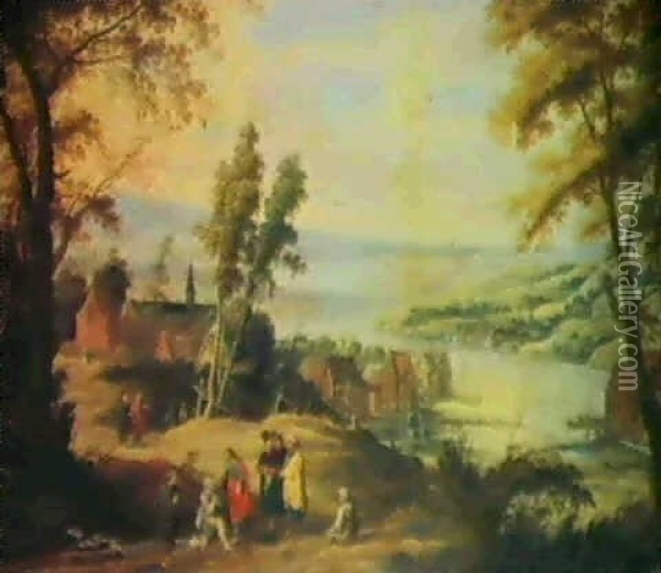Le Christ Guerissant L'aveugle Oil Painting - Joos de Momper the Younger