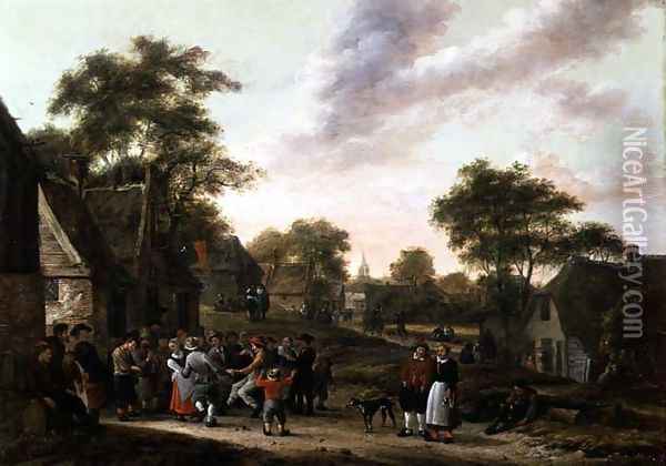 Peasants at a Dance Oil Painting - Gillis Rombouts
