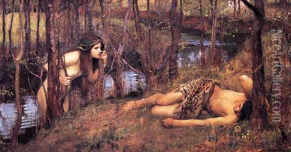 A Naiad 1893 also known as Hylas with a Nymph Oil Painting - John William Waterhouse