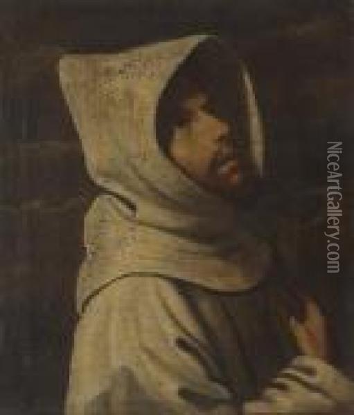 Saint Francis In Meditation Oil Painting - Francisco De Zurbaran