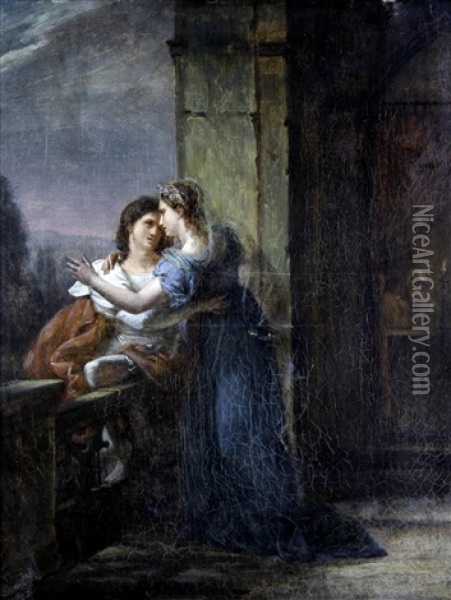 Two Lovers Oil Painting - Louis-Charles-Auguste Couder